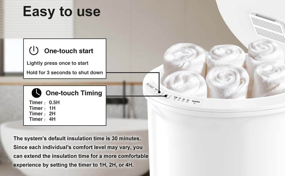 FlyHit towel warmer control panel showing timer settings and operation instructions